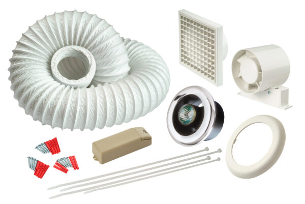 SLKTC Showerlite Fan Kit Timer Chrome Blister 100mm
