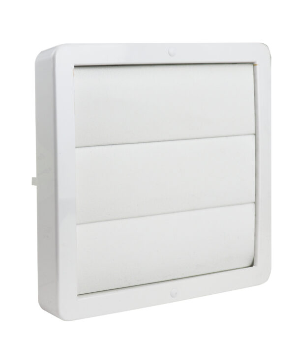 1220W 200 x 200mm Grille Gravity Shutters White 150mm/6Inch