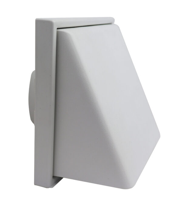 Weather Proof Cowled Wall Outlet with Damper 100mm White