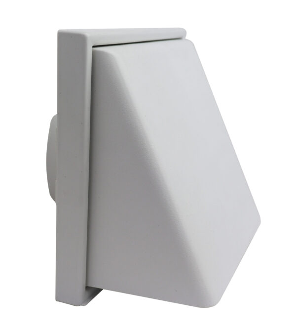 Dual Fitting Cowled Outlet 100mm / 110 x 54mm White Dual Fitting Cowled Outlet 100mm / 110 x 54mm White
